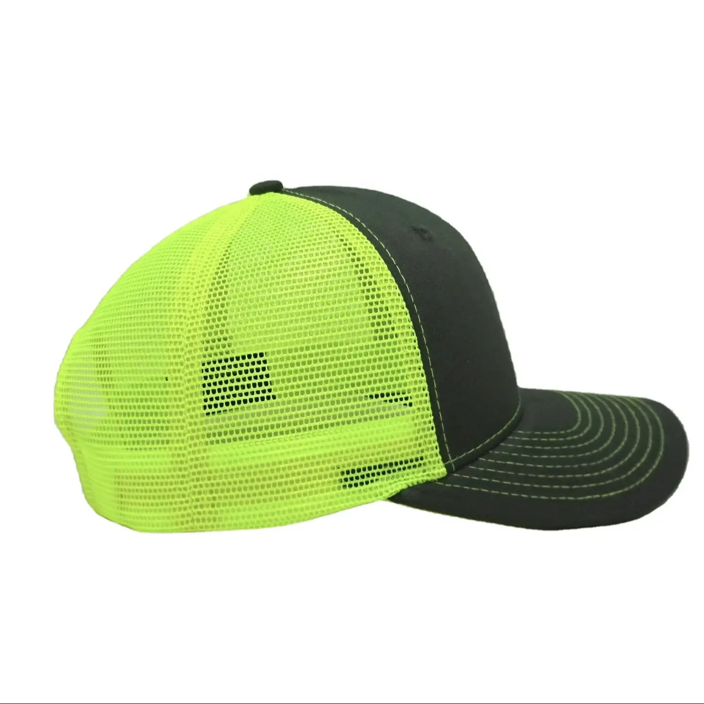 Custom Logo Neon Green Black Hats High Quality Trucker Hats Injae Vina Vietnam Brand Hats Cheap Price 6