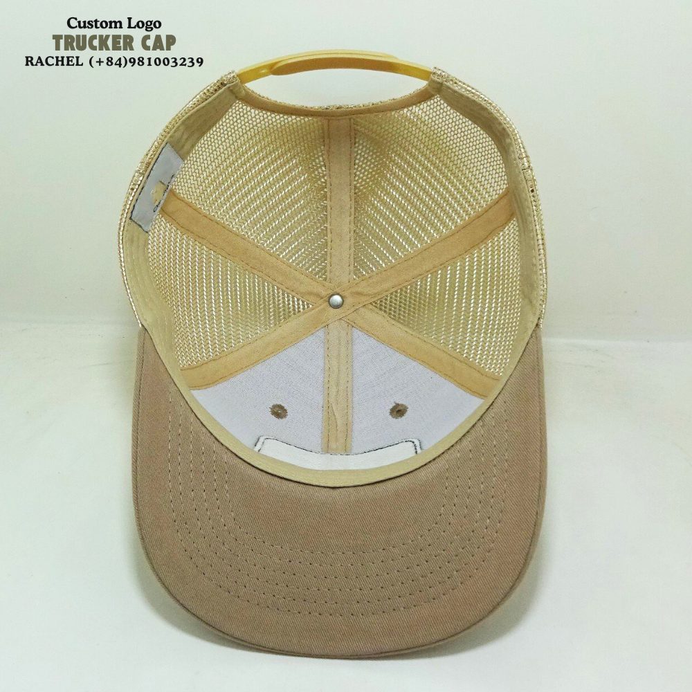 Custom Logo Patch Trucker Hats 6 Panels Slightly Curved Brim Structured Caps Breathable Mesh Adjustable Snapback Closure Unisex 6