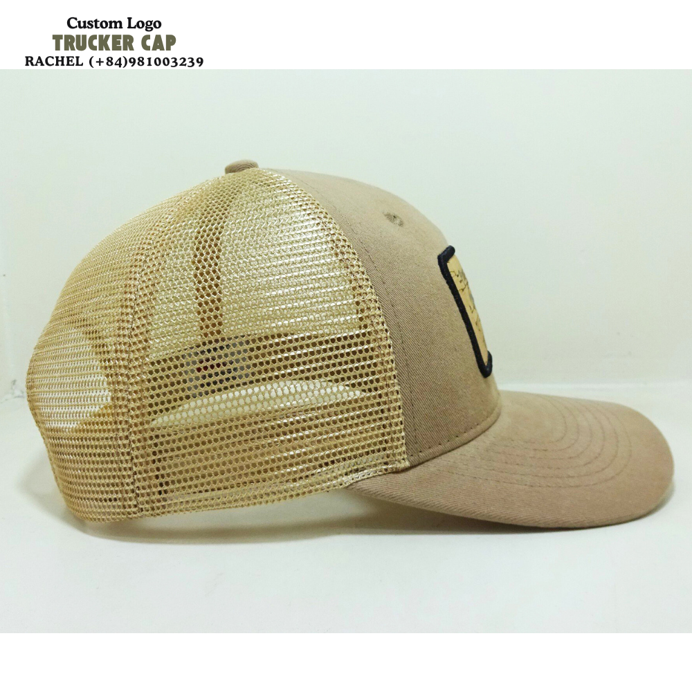 Custom Logo Patch Trucker Hats 6 Panels Slightly Curved Brim Structured Caps Breathable Mesh Adjustable Snapback Closure Unisex 5