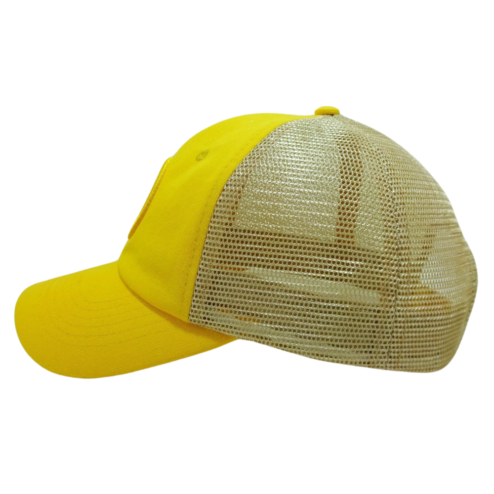 Custom Logo Patches Baseball Cap 6 Panel Curved Brim Embroidery Bolder Yellow Mesh Plastic Single Breaated Buckle High Quality 4