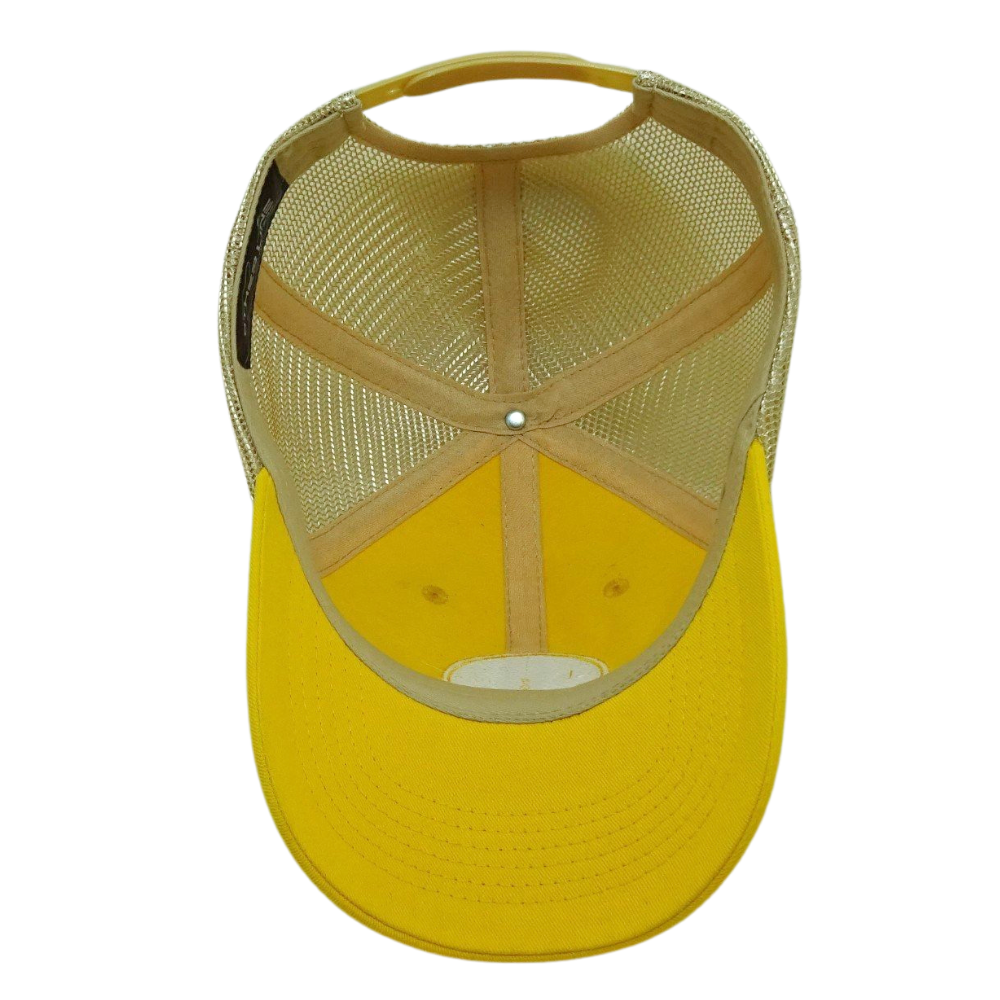 Custom Logo Patches Baseball Cap 6 Panel Curved Brim Embroidery Bolder Yellow Mesh Plastic Single Breaated Buckle High Quality 6
