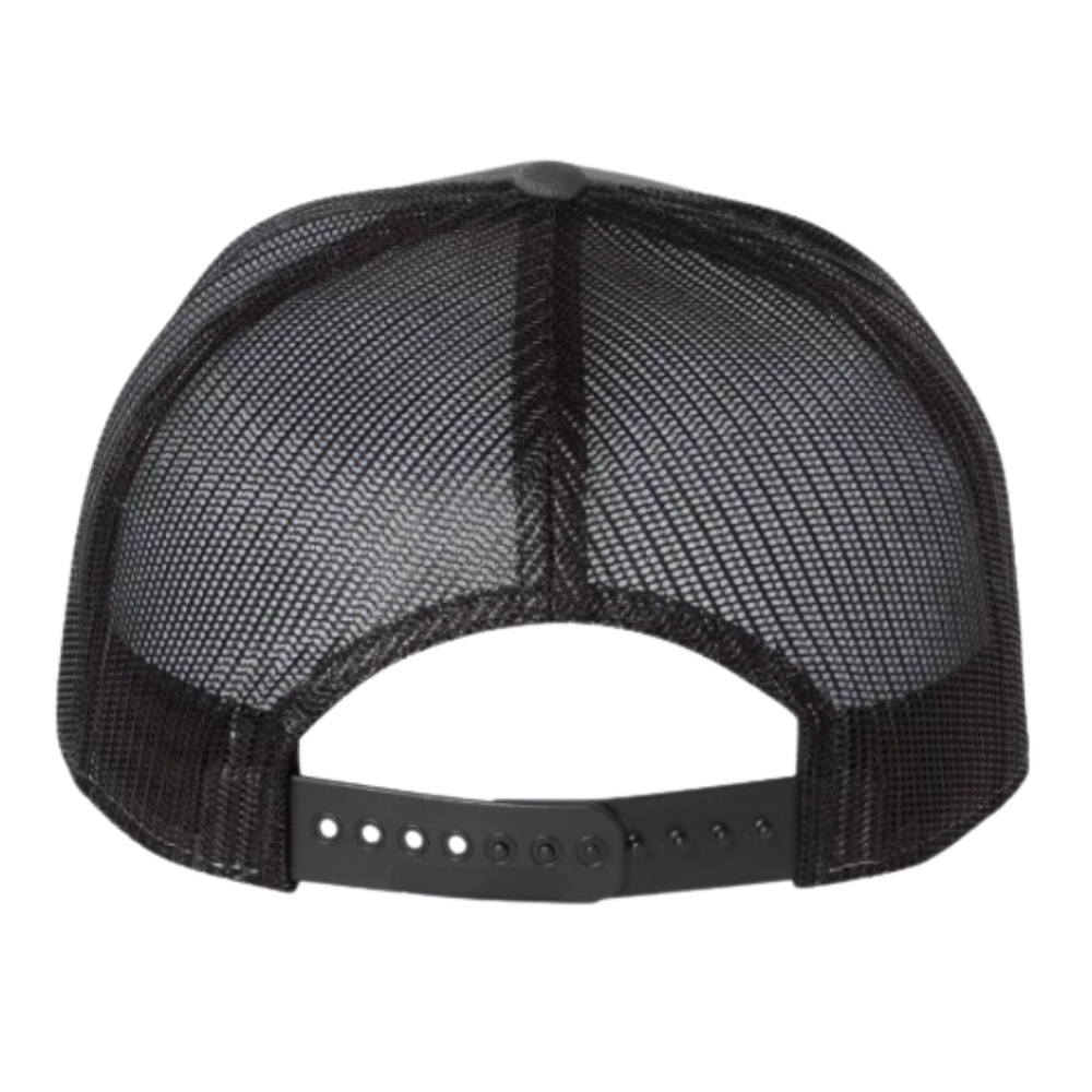 Custom Logo Solid Color 7 Panel Trucker Hat Flat Brim Snapback Breathable Mesh Adjustable Single Row Buckle Promotions Wholesale 4
