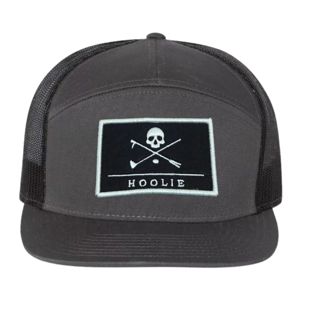 Custom Logo Solid Color 7 Panel Trucker Hat Flat Brim Snapback Breathable Mesh Adjustable Single Row Buckle Promotions Wholesale 2