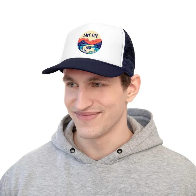 Custom Logo Trucker Hats With Sublimation Printed Patch 5 Panel Mesh Back Foam Front Snapback Caps OEM ODM Vietnam Manufacturer 5