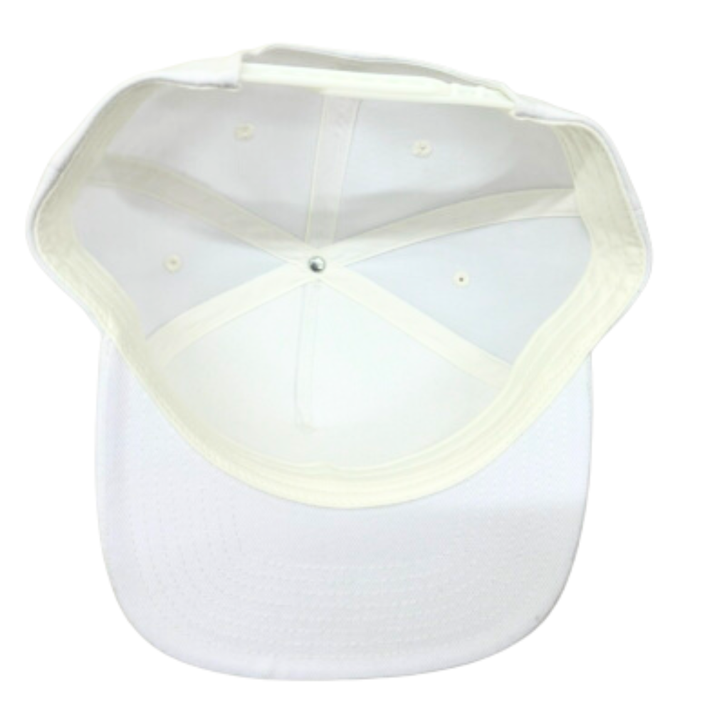 Custom Logo White Y 6007 5 Panel Snapback Hat Embroidered Logo Patch on Front Side Flat Brim Plastic Single Row Buckle Snapback 5