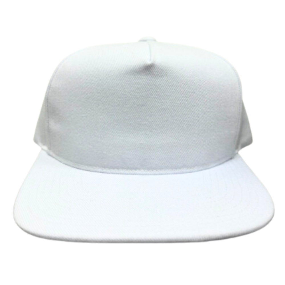 Custom Logo White Y 6007 5 Panel Snapback Hat Embroidered Logo Patch on Front Side Flat Brim Plastic Single Row Buckle Snapback 3
