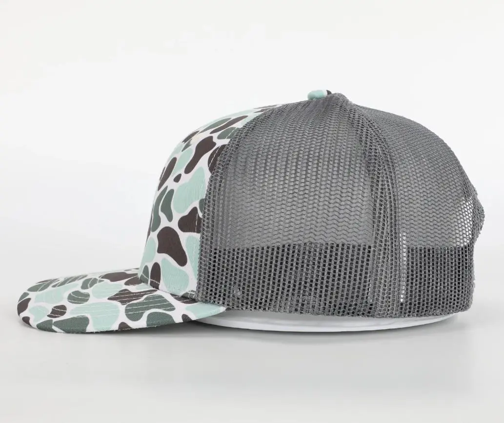 Custom Merrow Patch Logo Printed Camo Stone Design Trucker Hat Snapback Caps Vietnam Promotion Hat 3