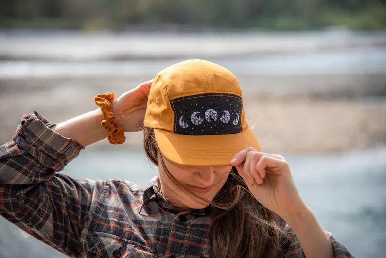 Custom Moon Mountain Printed 5 Panel Camper Cap Vietnam Made Flat Brim Hat For Unisex Outdoor Travel Style Natural Lovers L01 3