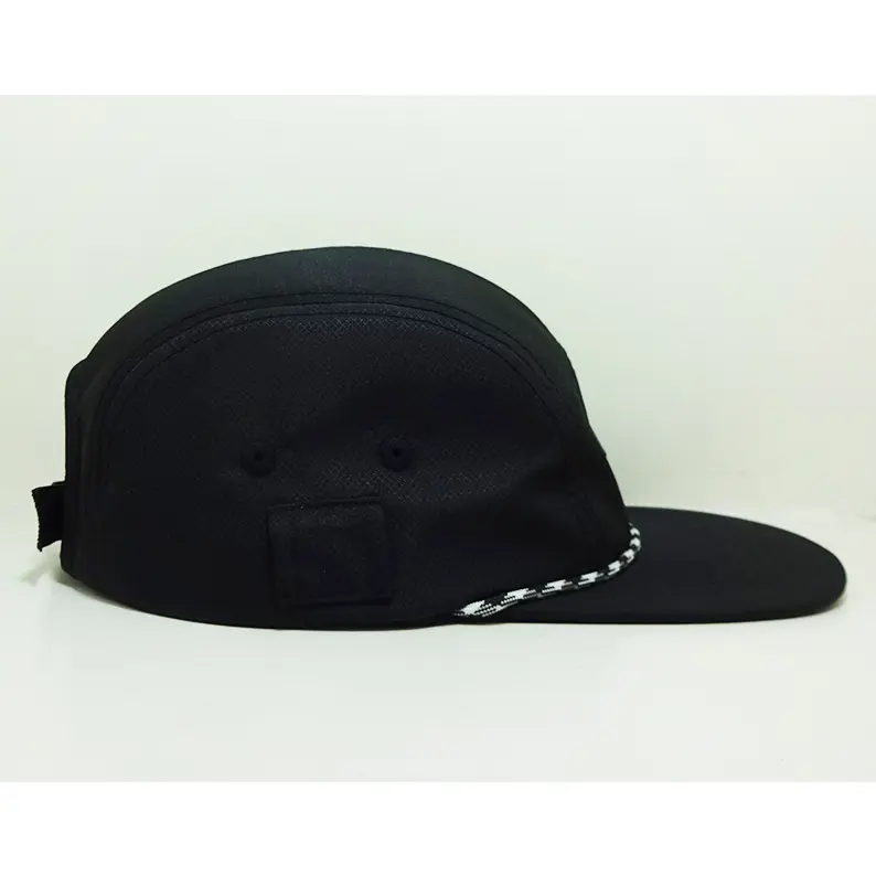 Custom Nylon Rope Tag Camper Caps Rubber Patch Logo 5 Panel Design Vietnam Made Hat For Men Women Outdoor Running Sportswear L01 4