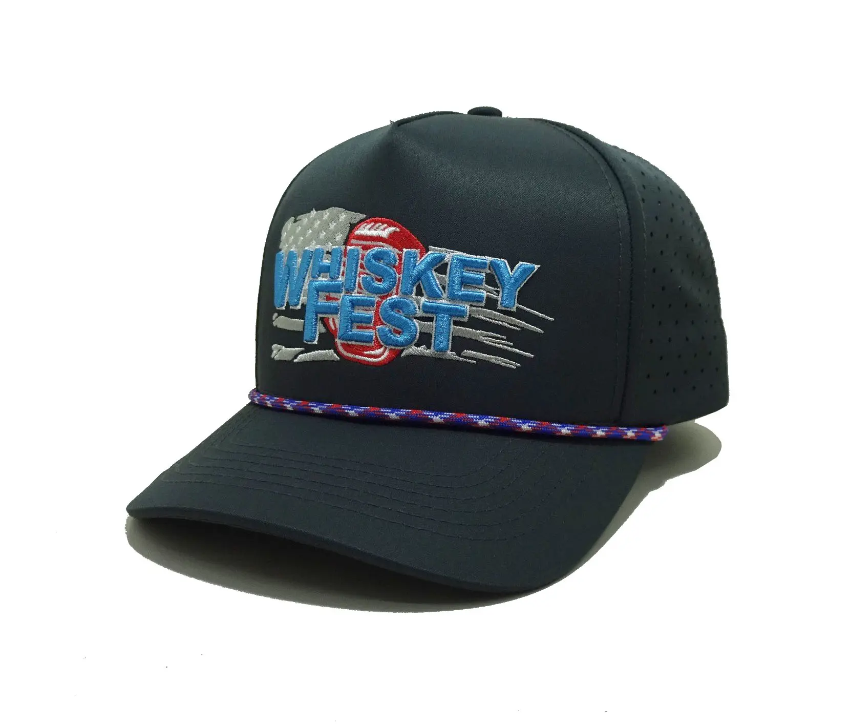 Custom Performance Polyester Baseball Hat  Embroidery Logo Laser Cut Snapback Dad Hats With Rope 5 Panels Vietnam Factory 2