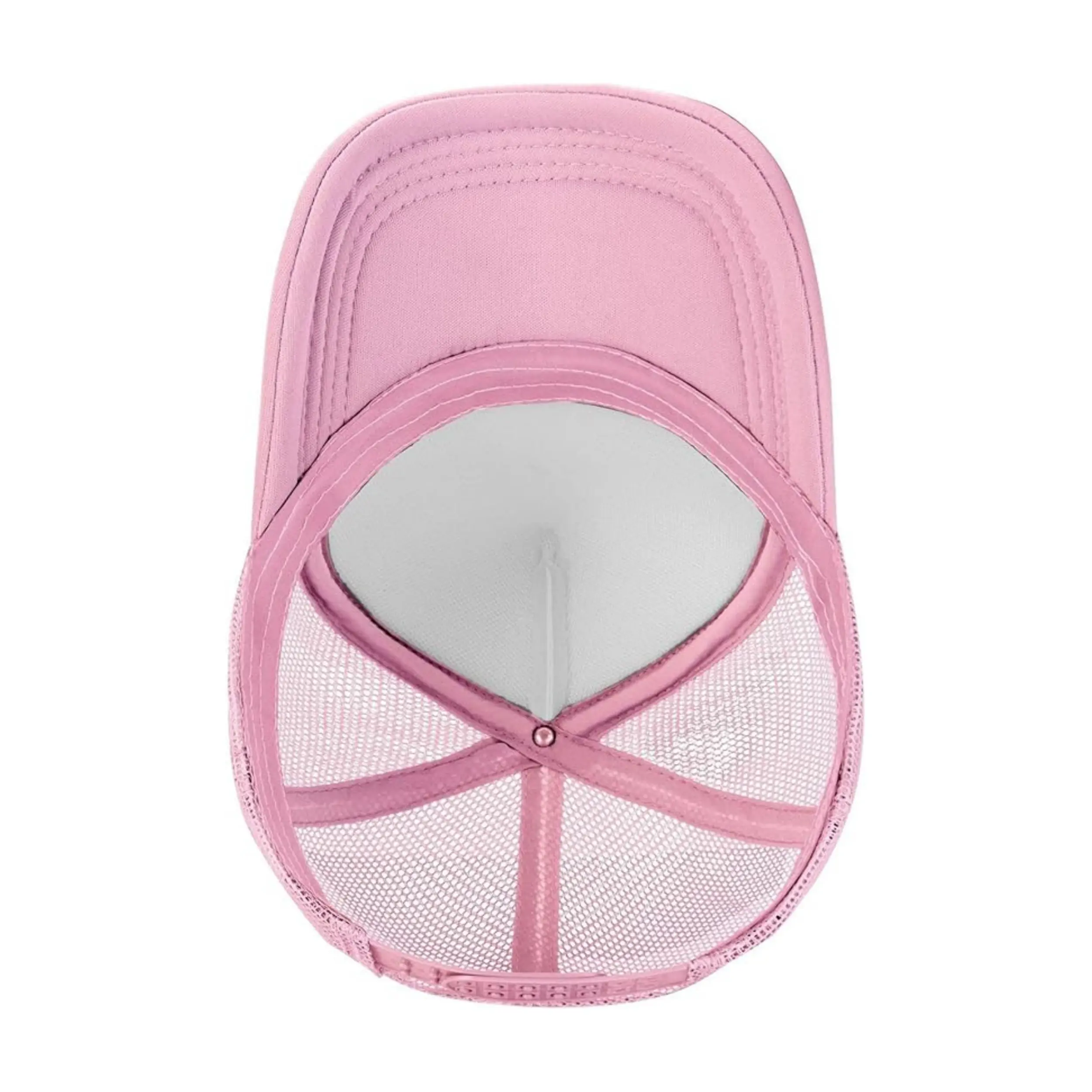 Custom Pink Foam Print Applique Patch 5 Panel Trucker Hats Breathable Net Outdoor Baseball Cap For Summer 5