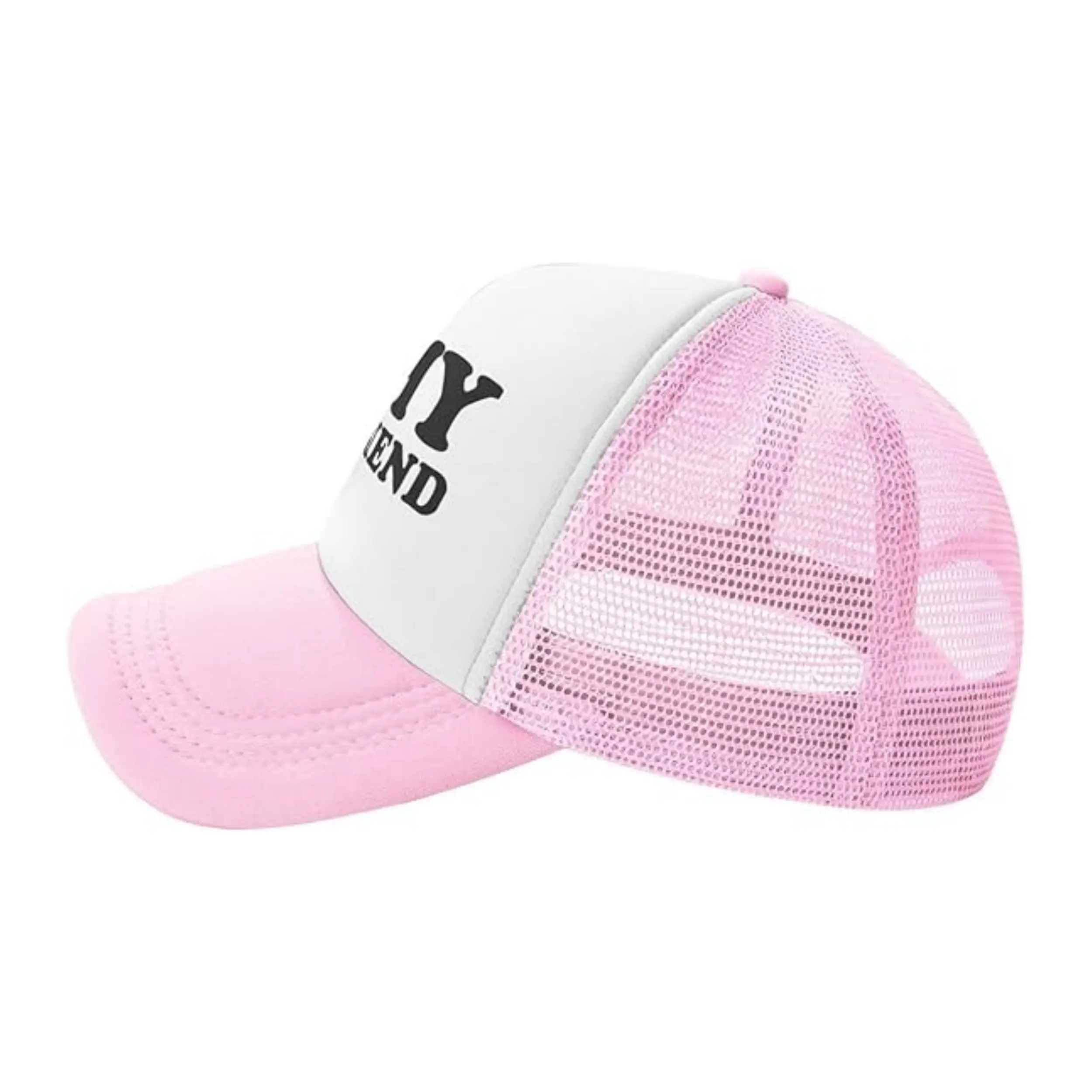 Custom Pink Foam Print Applique Patch 5 Panel Trucker Hats Breathable Net Outdoor Baseball Cap For Summer 3