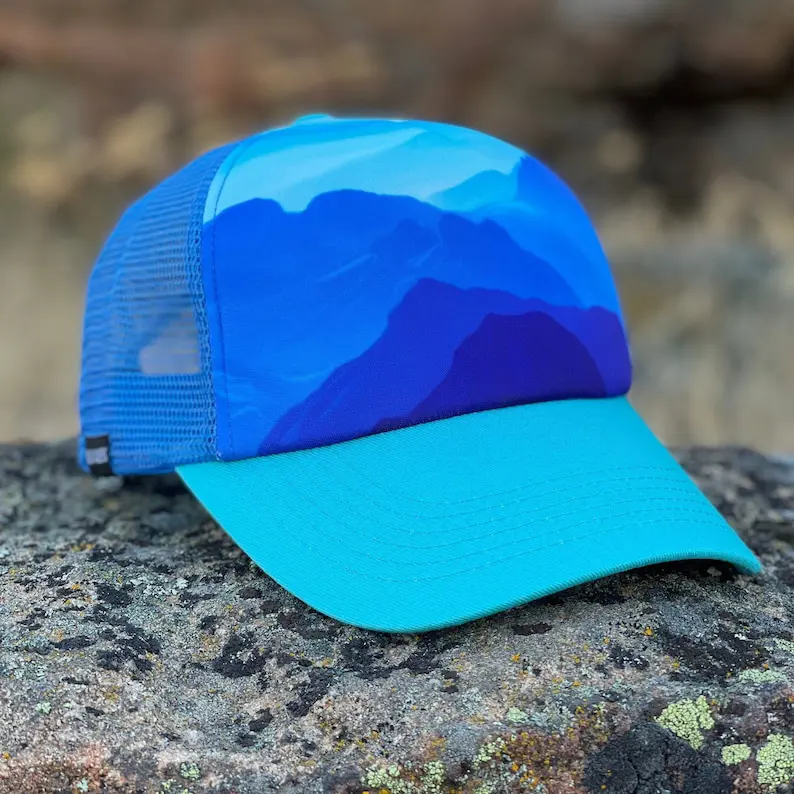 Custom Print Mountain Vibe Trucker Hat Vietnam Made Structured Mesh 5 Panel Capss High Quality Gorras For Outdoor Camping L01 4