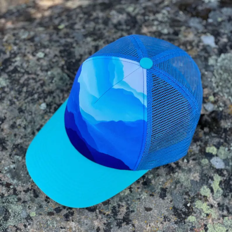 Custom Print Mountain Vibe Trucker Hat Vietnam Made Structured Mesh 5 Panel Capss High Quality Gorras For Outdoor Camping L01 5