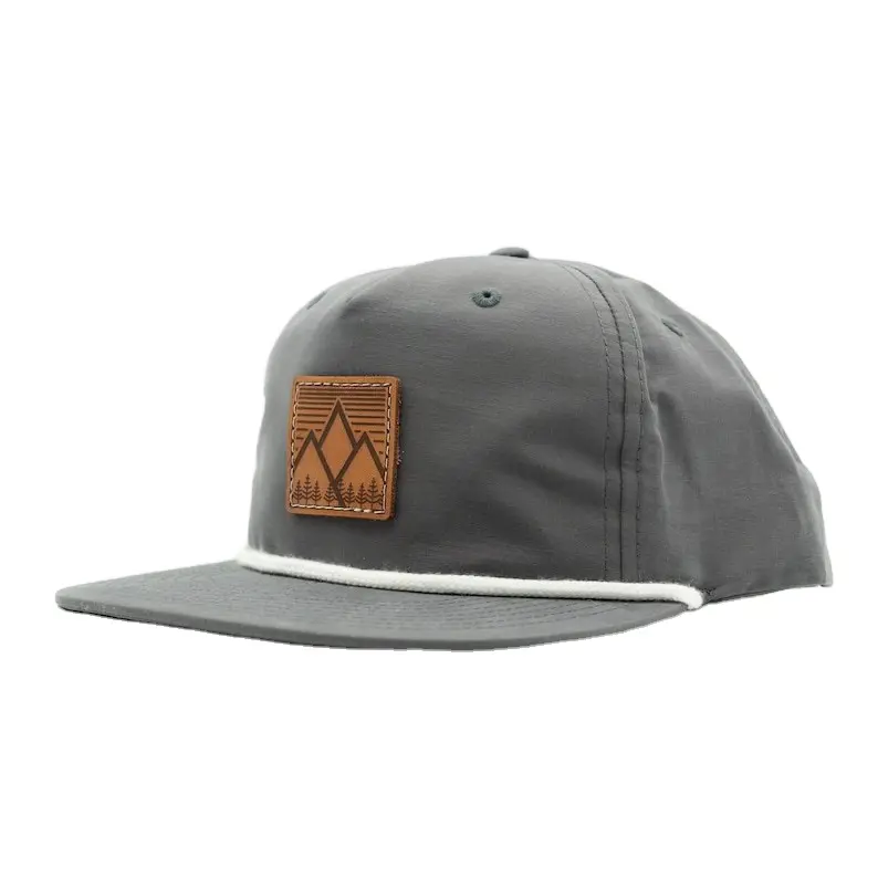 Custom Rope Hat With Leather Mountain Patch Vietnam Made Snapback Caps For Men Women Outdoor Casual Adventure Style Promotion L1 2