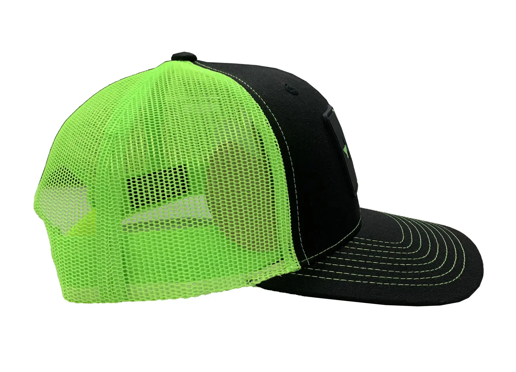 Custom Rubber Logo High Quality Green Color Plastic Buckle Mesh Back Structured Outdoor Trucker Hat for Men Support Samples 4