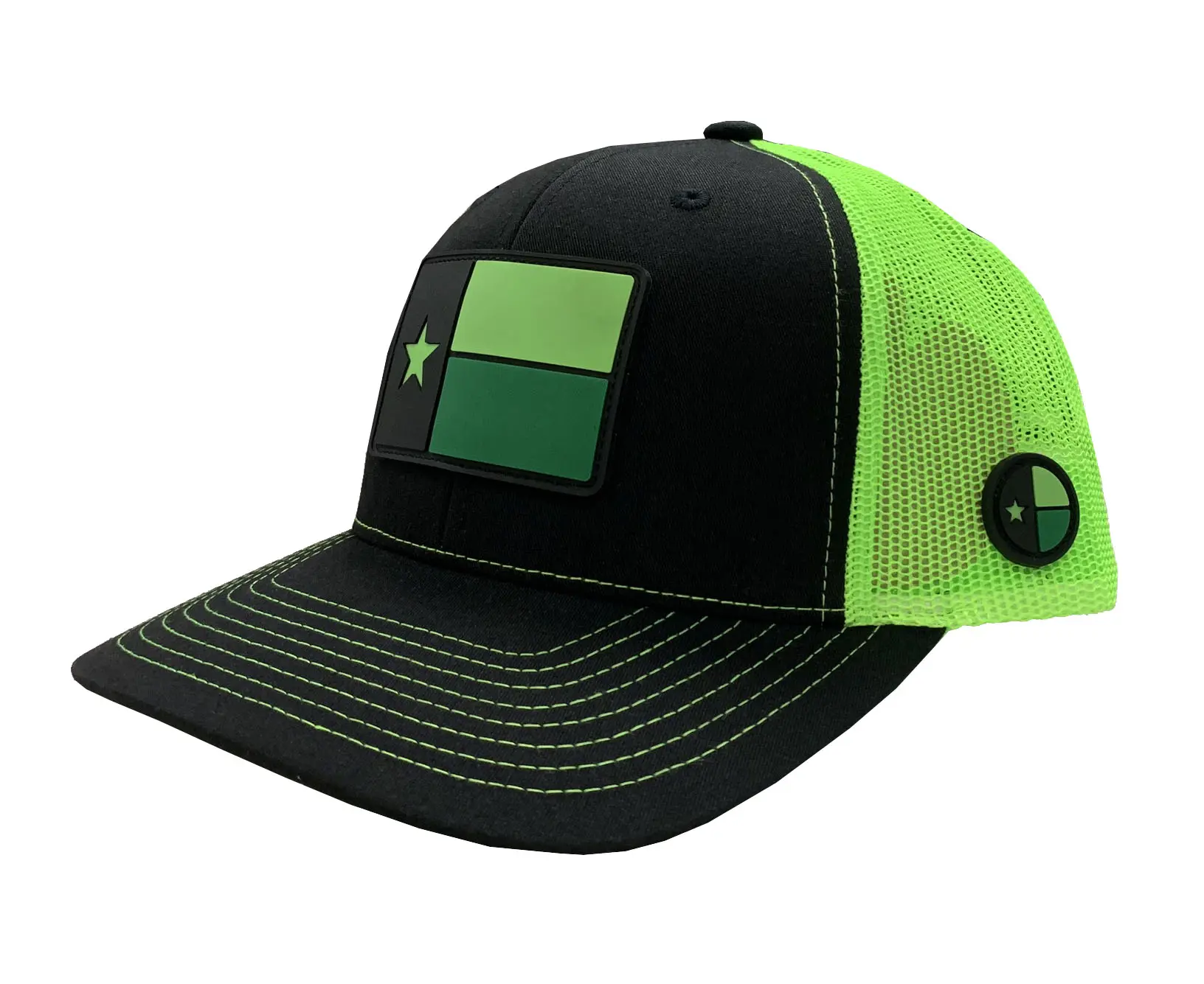 Custom Rubber Logo High Quality Green Color Plastic Buckle Mesh Back Structured Outdoor Trucker Hat for Men Support Samples 2