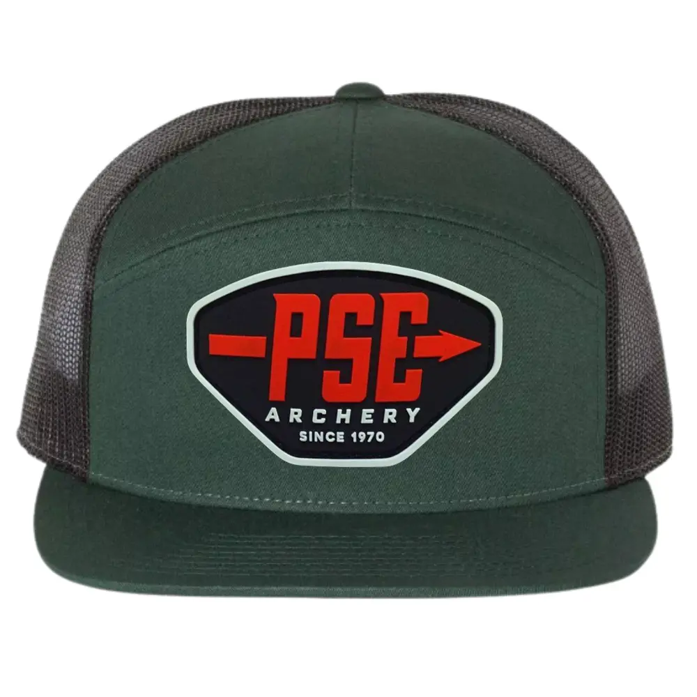 Custom Rubber Logo Patches 7 Panel Trucker Hats Green Camouflage Adjustable Plastic Single Row Buckle for Men Women Streetstyle 2