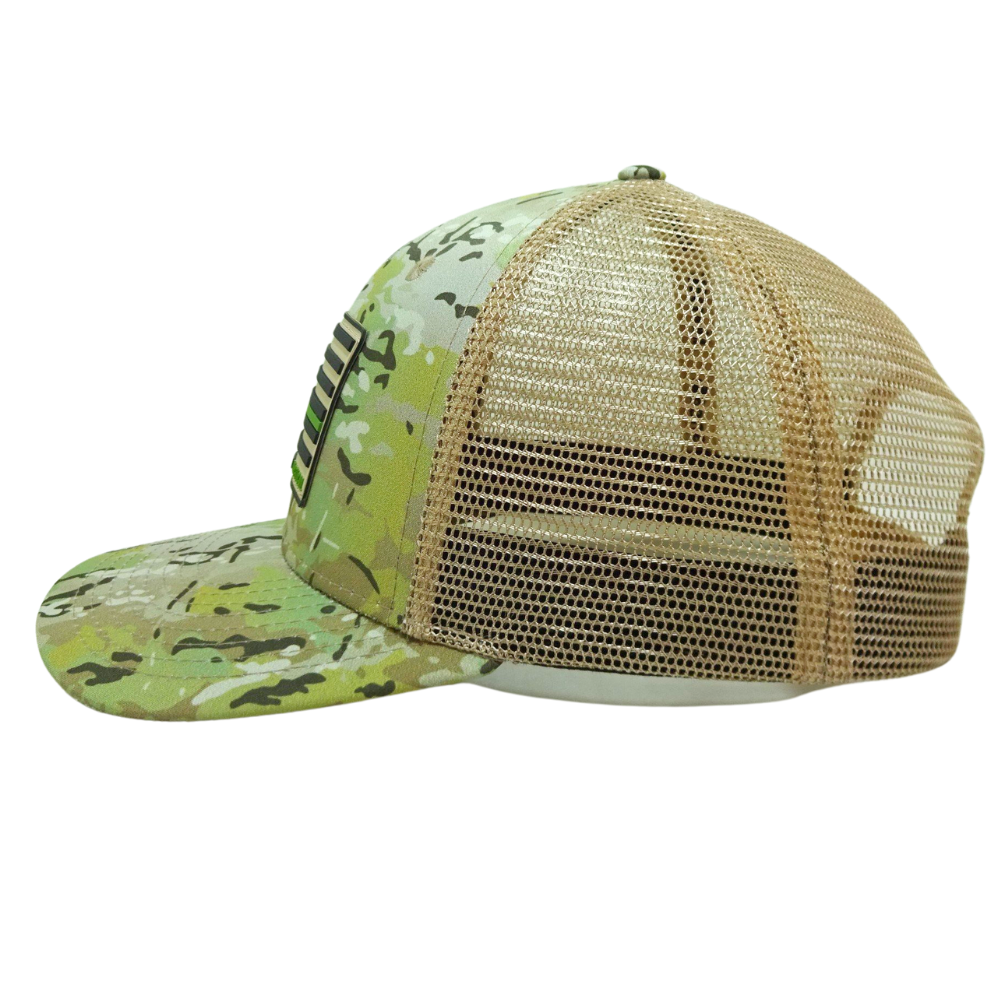 Custom Rubber Patch Logo Camouflage Trucker Hat Vietnam Made Caps Inner Tape Printing Adjustable Fit Gorras Mesh Back Casual L01 4