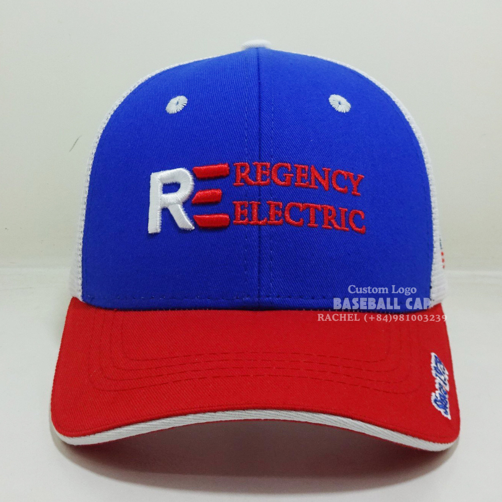 Custom Sandwich Brim Embroidered Baseball Trucker Hats 6 Panel American Flag Logo Brim Printed Adjustable Velcro Magic Sticker 1