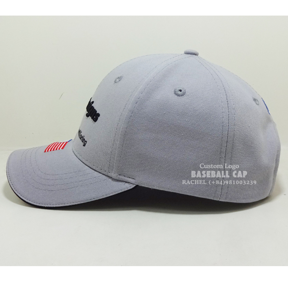 Custom Sandwich Brim Hats Baseball Caps Structured 6 Panel American Flag On Brim Magic Sticker Velcro For Brand Promotion Unisex 4