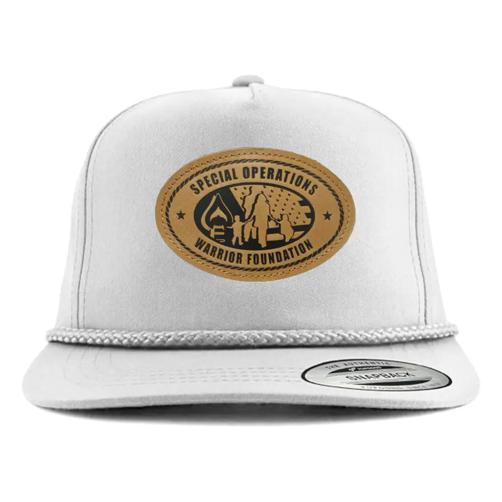 Custom Snapback 5 Panel Leather Logo Patch Navy Blue White Sticker and Rope on Brim Single Row Buckle Snapback Solid Color OEM 3