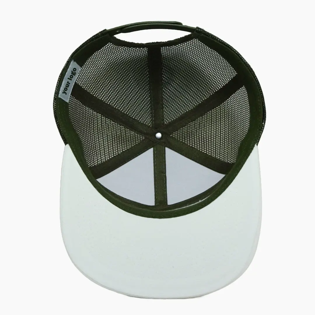 Custom Woven Patch 7 Panel Trucker Hat Flat Bill Meshback Structured Snapback Caps For Fishing Hunting Outdoor Vietnam Made L01 5
