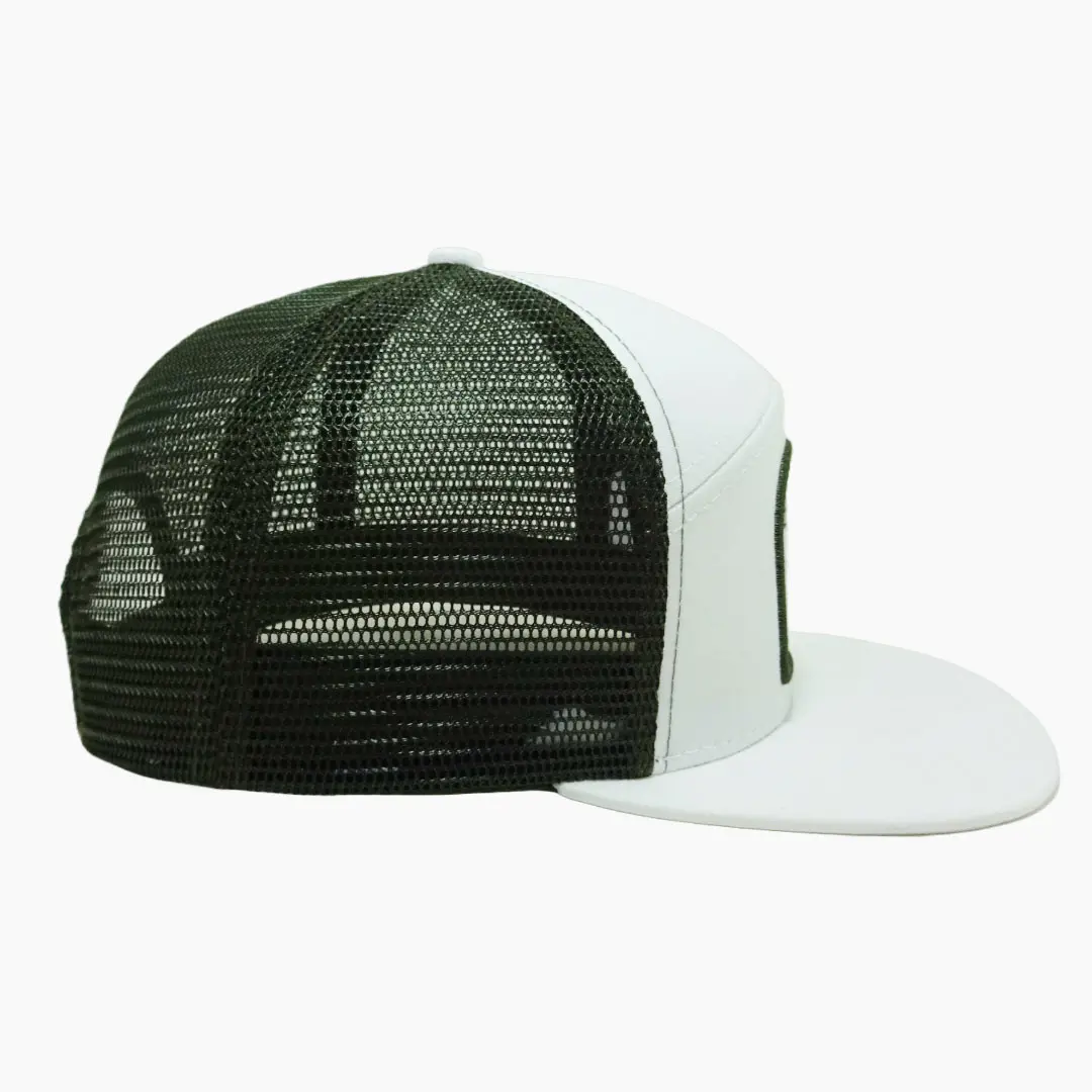 Custom Woven Patch 7 Panel Trucker Hat Flat Bill Meshback Structured Snapback Caps For Fishing Hunting Outdoor Vietnam Made L01 3