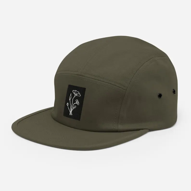 Custom Woven Patch Logo 5 Panel Camper Caps Vietnam Made Flat Brim Running Hat For Casual Outdoor Brand Promotion Streetwear L01 3
