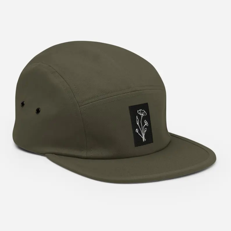 Custom Woven Patch Logo 5 Panel Camper Caps Vietnam Made Flat Brim Running Hat For Casual Outdoor Brand Promotion Streetwear L01 4