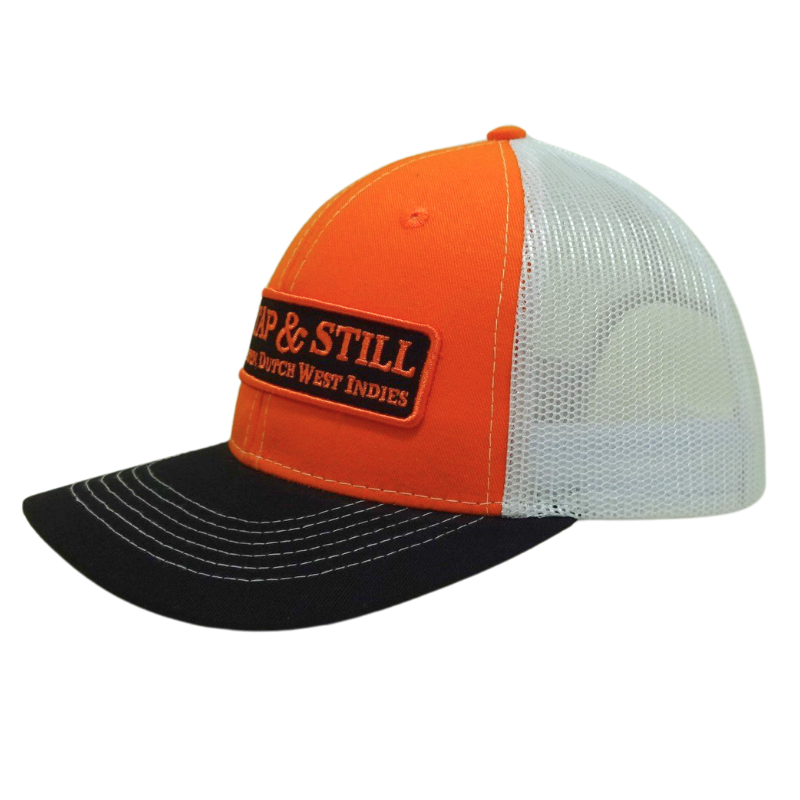 Custom Woven Patch Logo Mesh Back Trucker Hats 6 Panel Mid Profile Slightly Curved Brim Adjustable Caps Vietnam OEM Factory 3