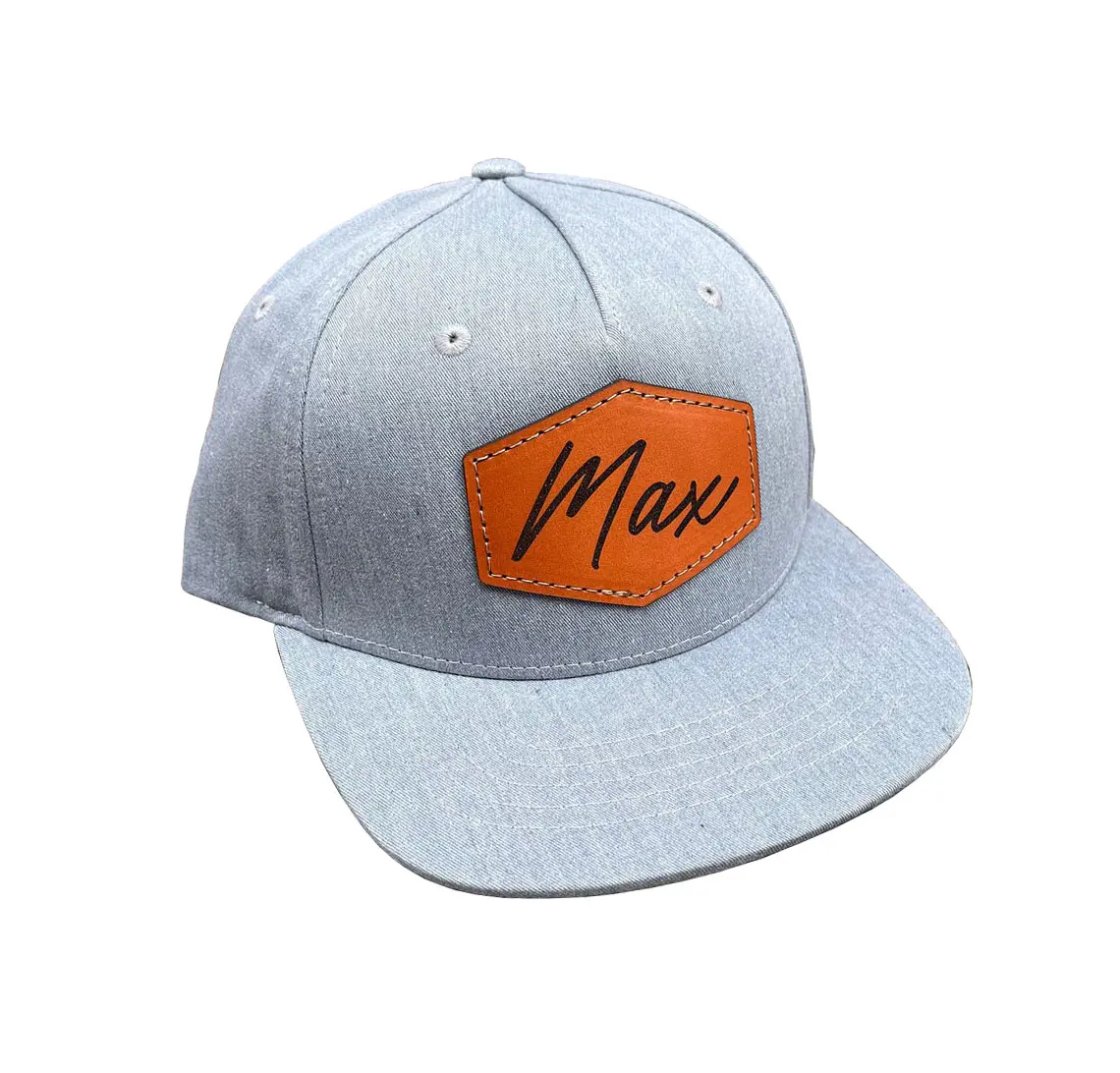Custom Youth Classic Snapback Hat Leather Patch Logo Kids Size Vietnam Factory Trucker Hat Brand Sublimated Logos 3
