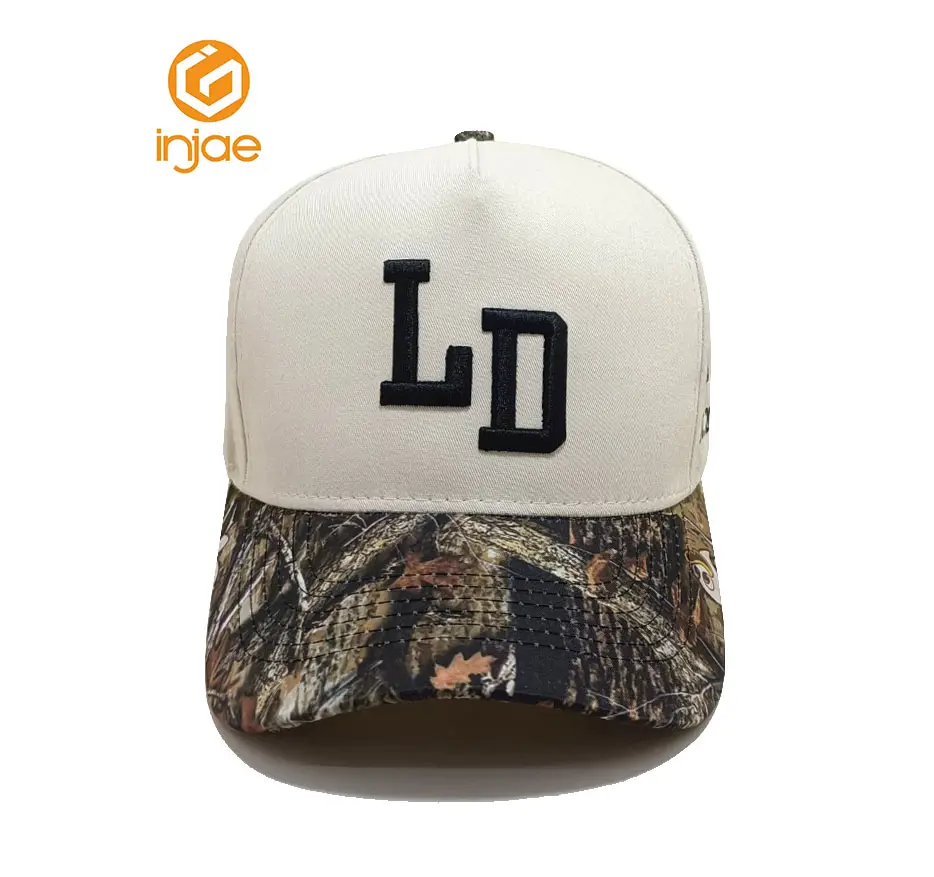 Customize High Fashion Two Tone Camo Baseball Cap Embroidery Logo Adjustable UV Protection Wholesale Sports Cap for Unisex 2