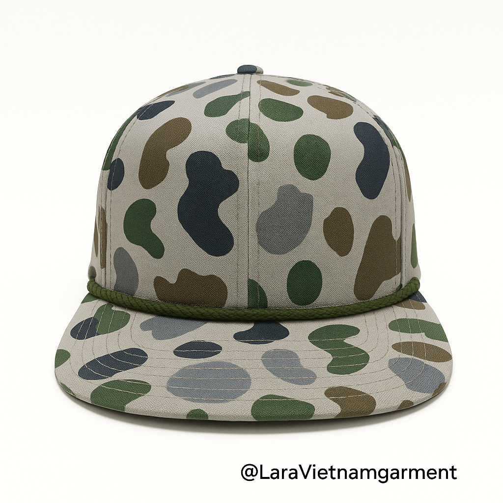 Customized Camo snapback Caps Vietnam Factory High Quality Hat Free Sample Cost Custom Logo Design Baseball Flat Bill 6