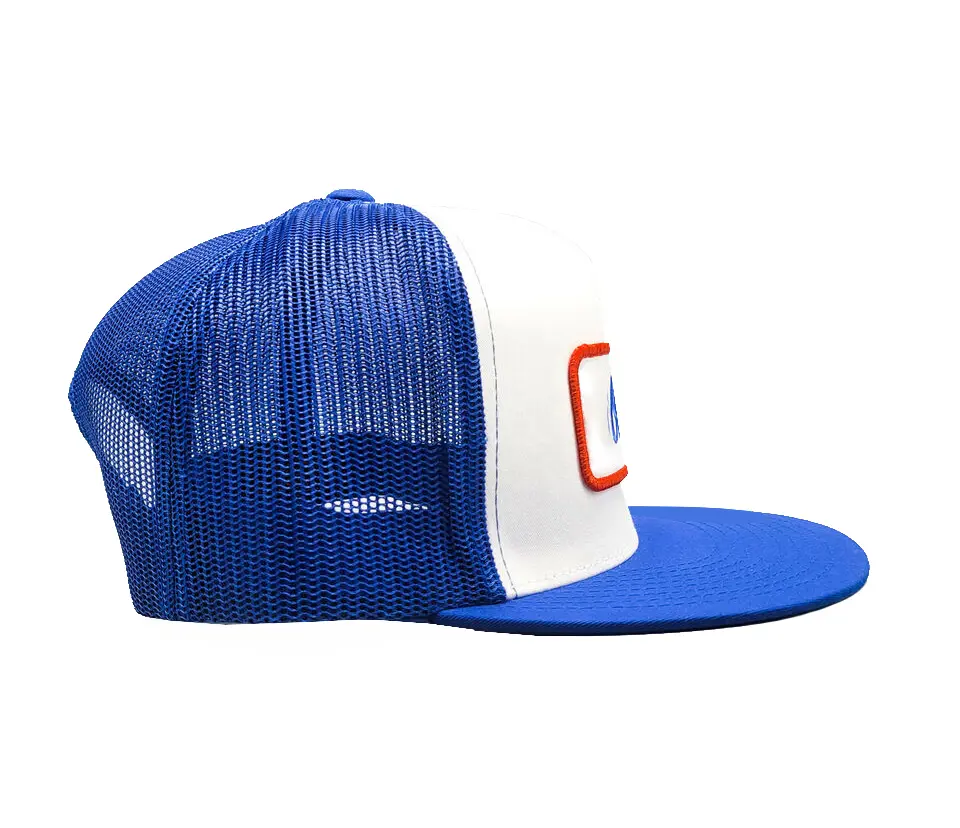 Customized Logo Cap for Man Hiphop Fashion 5 Panels Mix Blue and White Color Wholesale Promotional Trucker Hat Soft Headwear 4