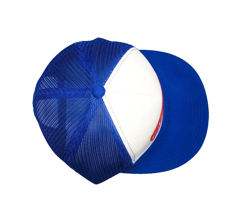 Customized Logo Cap for Man Hiphop Fashion 5 Panels Mix Blue and White Color Wholesale Promotional Trucker Hat Soft Headwear 5