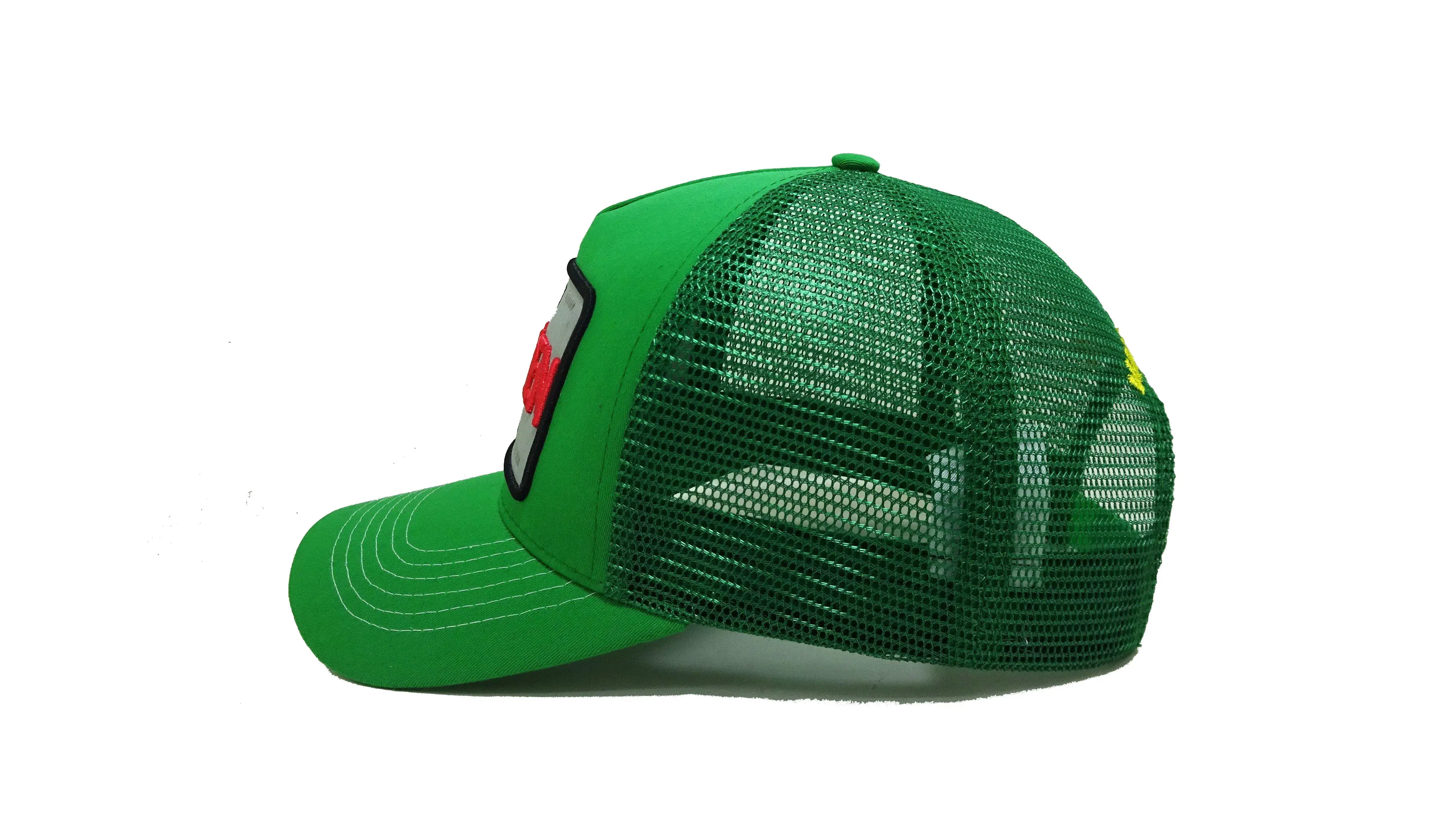 Customized Rishman Woven Patch Trucker Hats Custom Green Snapback Caps 5 Panels Custom Woven Patch Vietnam Promotional Hat 4