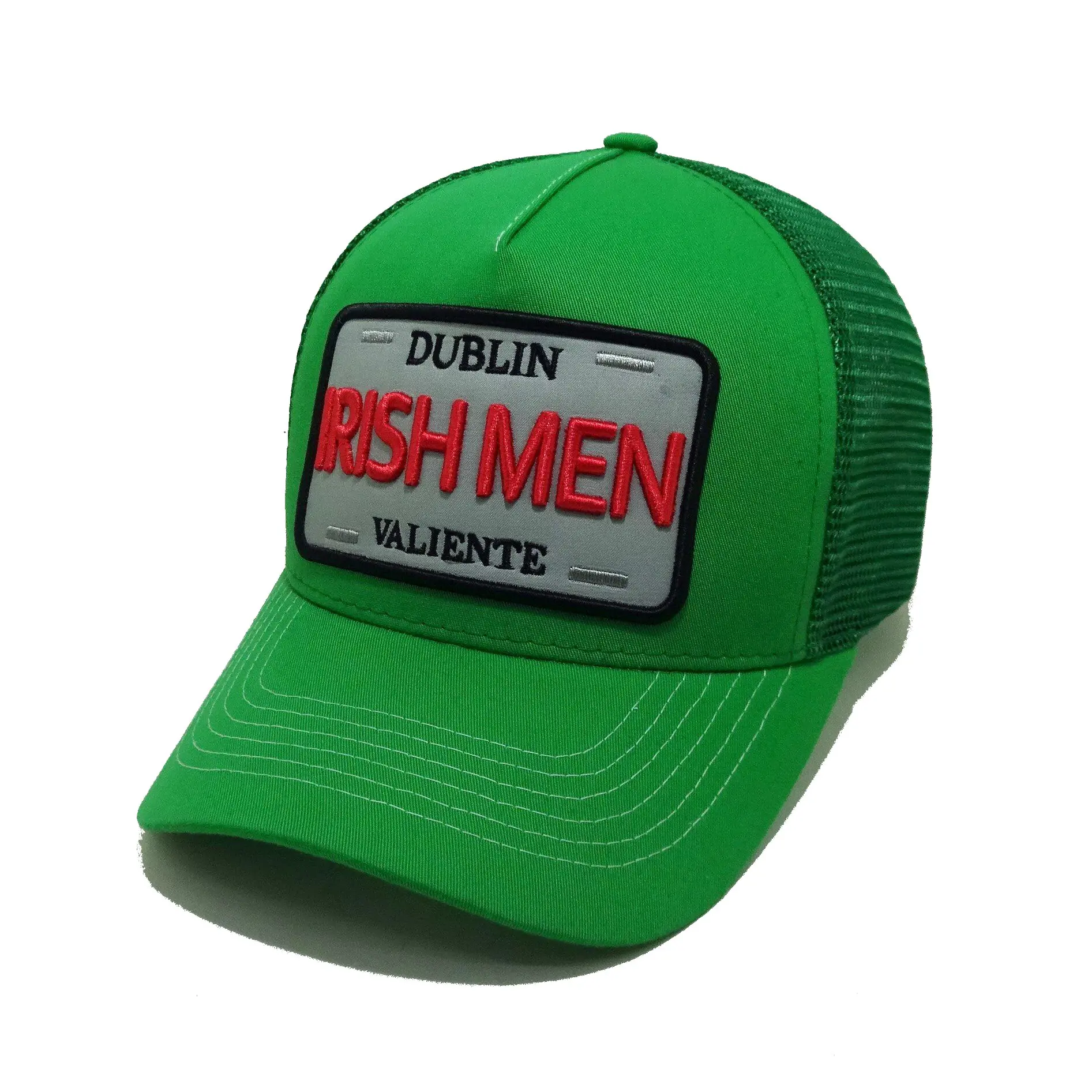 Customized Rishman Woven Patch Trucker Hats Custom Green Snapback Caps 5 Panels Custom Woven Patch Vietnam Promotional Hat 1