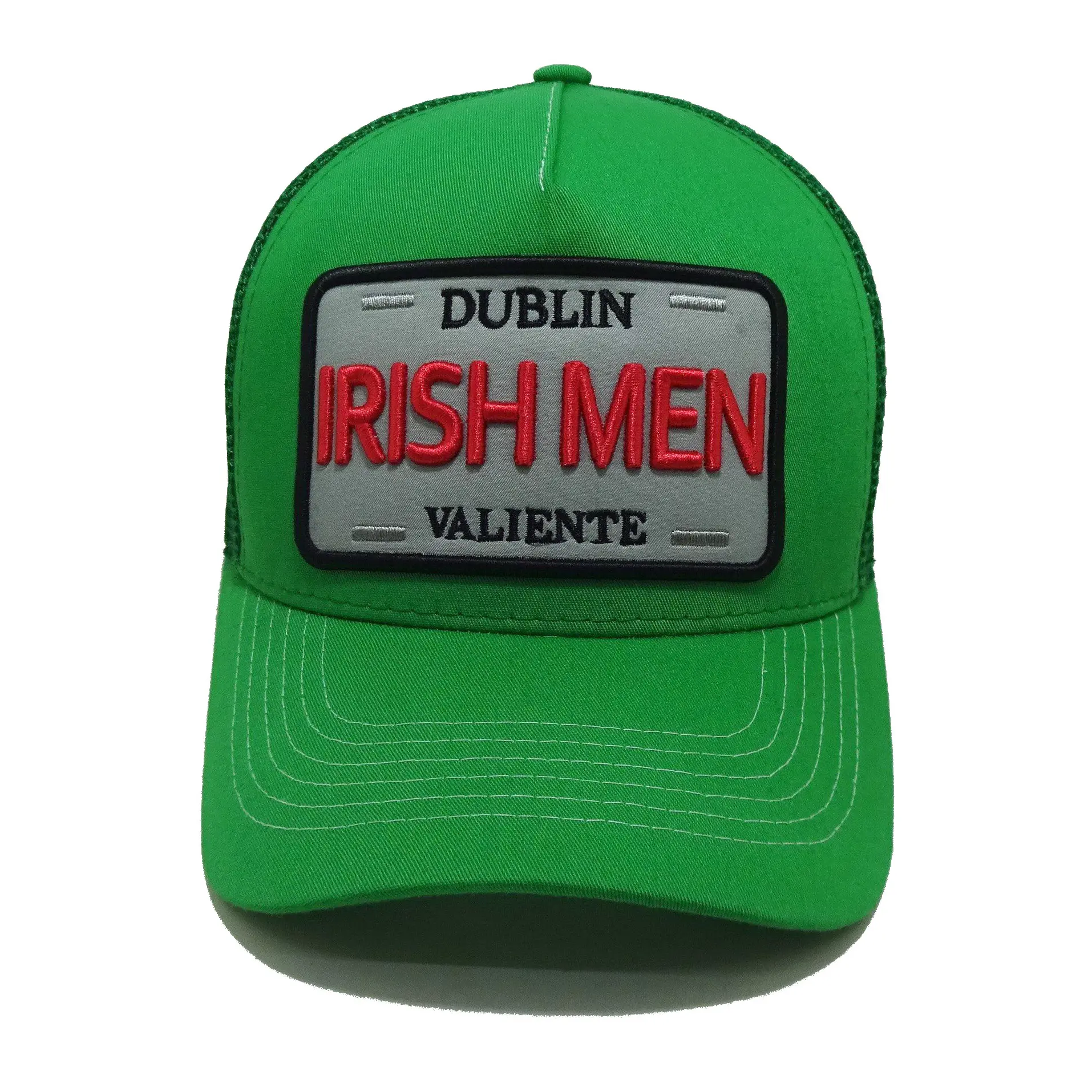 Customized Rishman Woven Patch Trucker Hats Custom Green Snapback Caps 5 Panels Custom Woven Patch Vietnam Promotional Hat 2