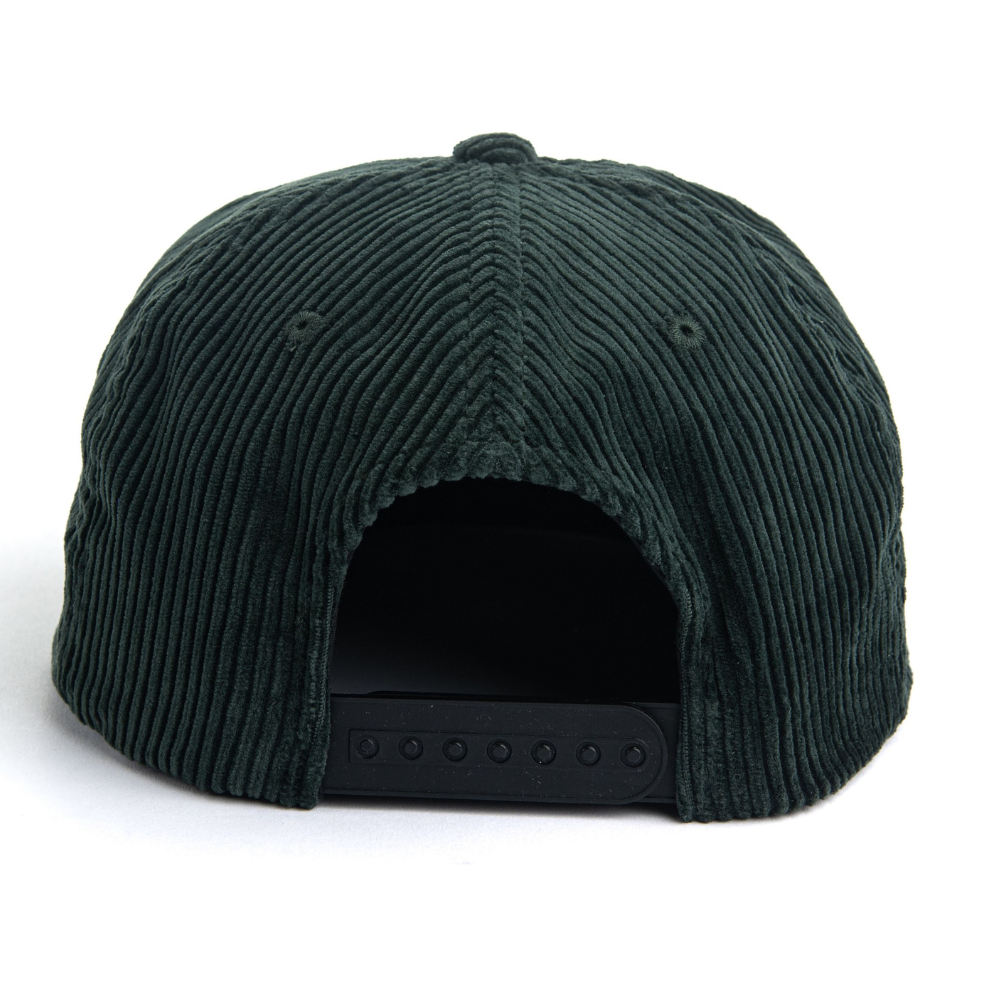 Dark Green Embroidered Corduroy Snapback Caps 5 Panel Custom Structured/Unstructured Plastic Single Row Buckle Vintage All Ages 7