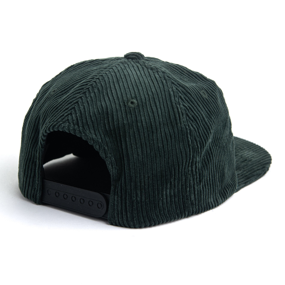 Dark Green Embroidered Corduroy Snapback Caps 5 Panel Custom Structured/Unstructured Plastic Single Row Buckle Vintage All Ages 6