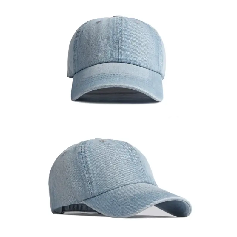 Denim High Quality Personalized Custom Logo Hats Washed Distressed 100% Cotton 6 Panel Embroidered Old Cowboy Baseball Cap 4