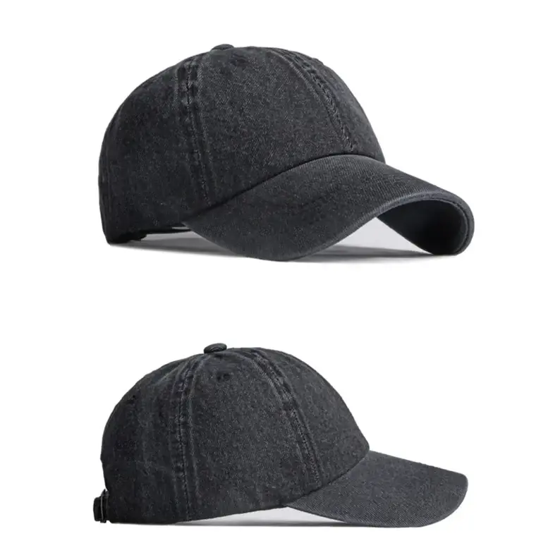 Denim High Quality Personalized Custom Logo Hats Washed Distressed 100% Cotton 6 Panel Embroidered Old Cowboy Baseball Cap 3