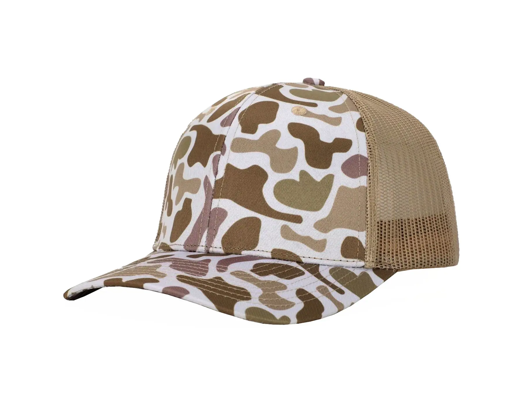 Desert Camo Custom Logo Wholesale Products Trucker Hat 6-Panel Curved Brim High Quality Promotional Sport Dad Cap Trucker Hat 2