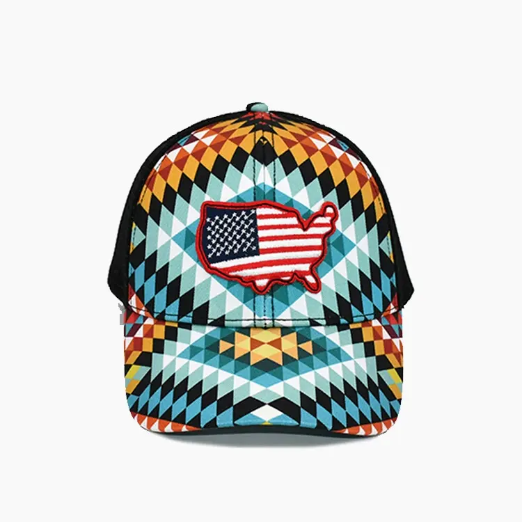 Digital Printing 6-Panel Woven Patch Logo Low Profile Curved Brim High Quality Cotton/Mesh Fabric Trucker Hat in Vietnam Factory 1