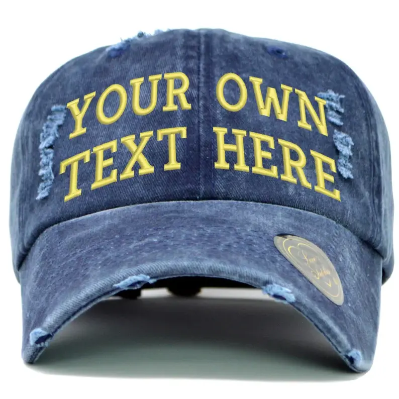 Distressed Baseball Cap Custom Vintage Washed Worn-Out Outdoor Denim Printed Old Baseball Cap 2