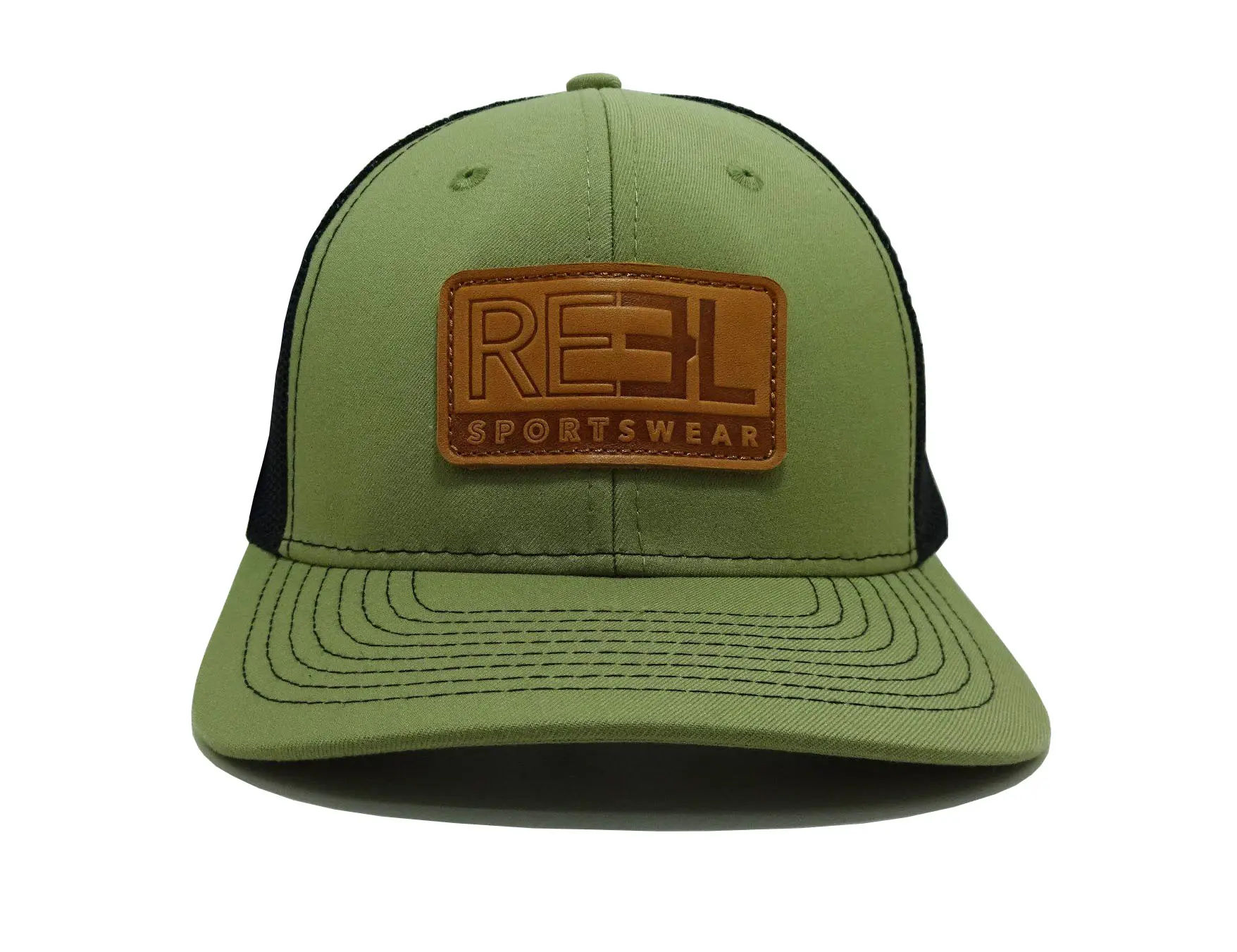 Emboss Leather Patch Logo Green Trucker Hats Custom Snapback Caps Custom Sublimated Patch Vietnam Promotional Hat 2
