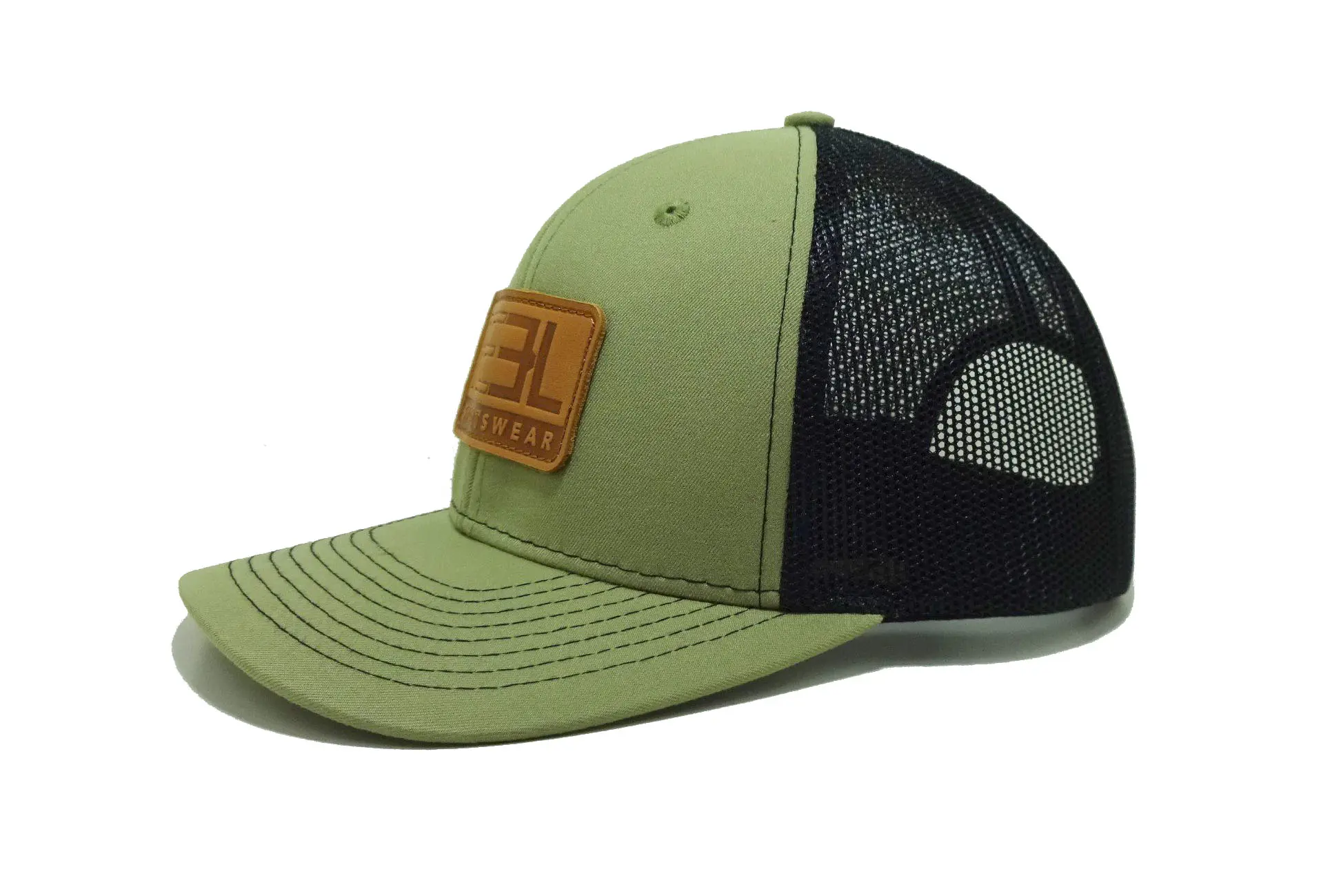 Emboss Leather Patch Logo Green Trucker Hats Custom Snapback Caps Custom Sublimated Patch Vietnam Promotional Hat 3