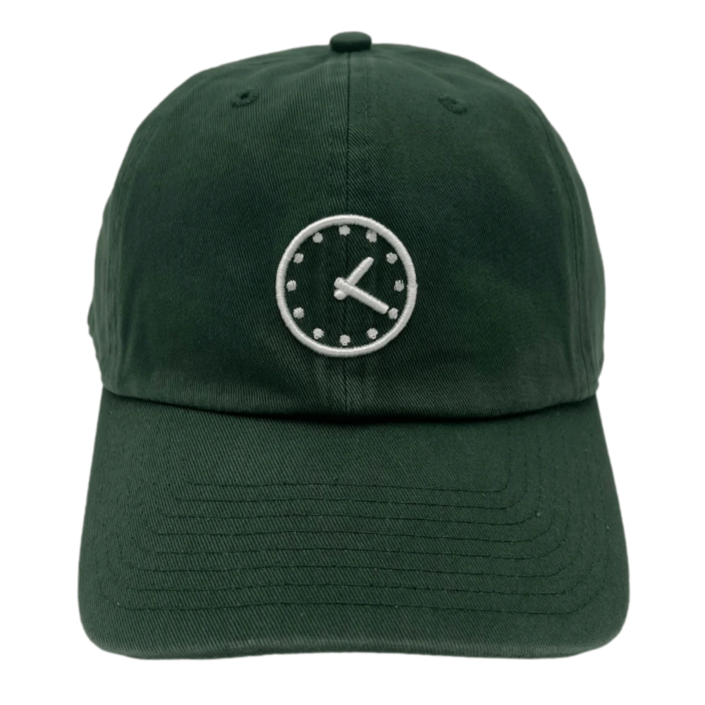 Embroidered Baseball Caps 6 Panel Green Wall Clock Pattern Adjustable Metal Buckle for Man Woman All Ages Oudoors Event Unisex 4