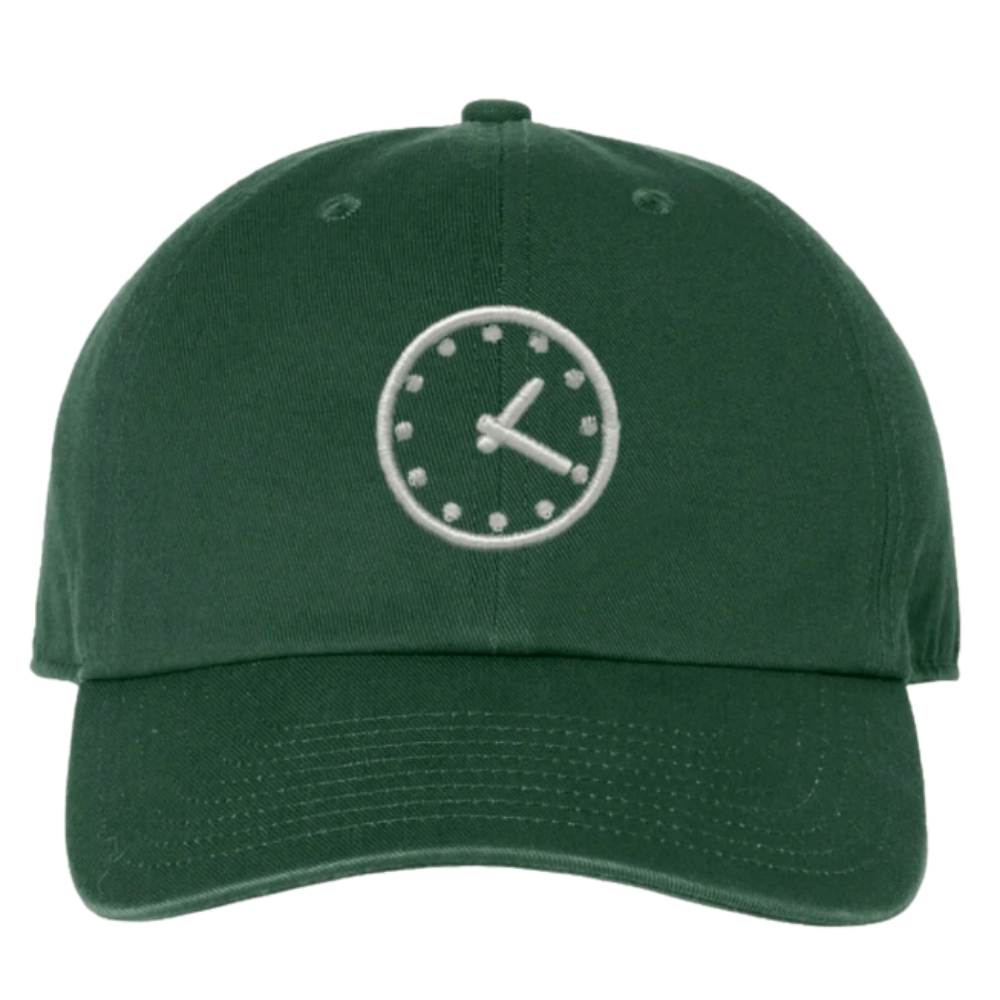 Embroidered Baseball Caps 6 Panel Green Wall Clock Pattern Adjustable Metal Buckle for Man Woman All Ages Oudoors Event Unisex 2